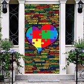 Aperturee - Aperturee Colorful Puzzle Text Autism Awareness Door Cover